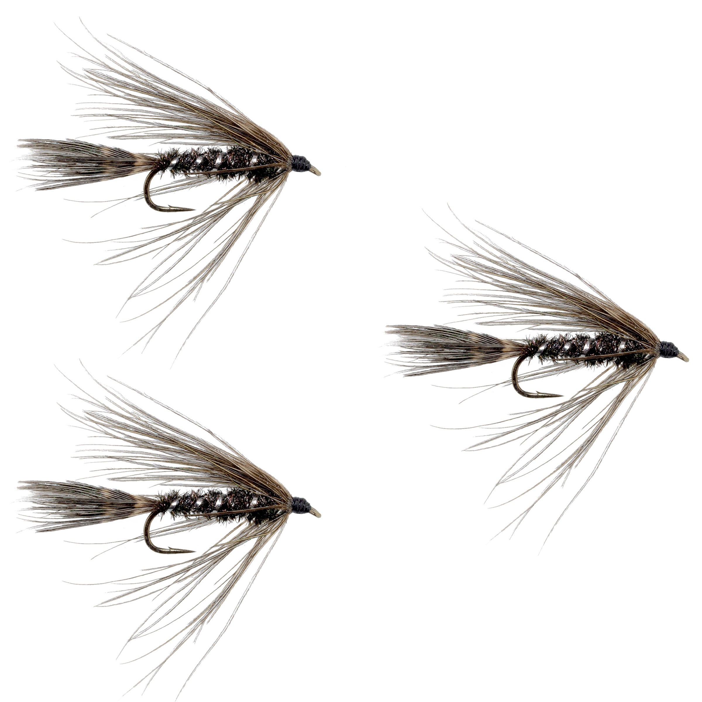 Paquete de 3 moscas húmedas Carey Special Soft Hackle Grouse and Peacock - Anzuelo tamaño 10