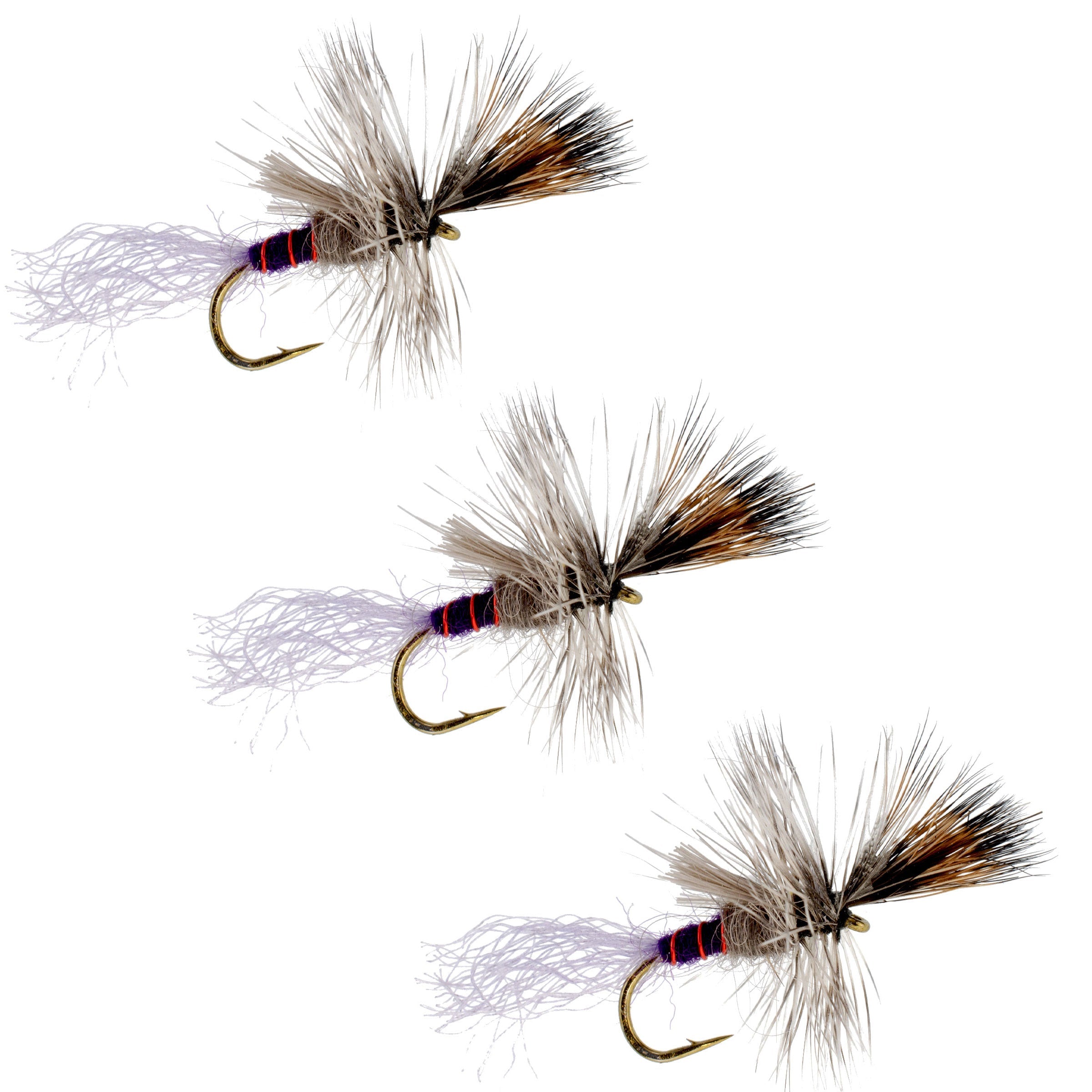 Paquete de 3 anzuelos de efímera lisiada Purple Haze, talla 14