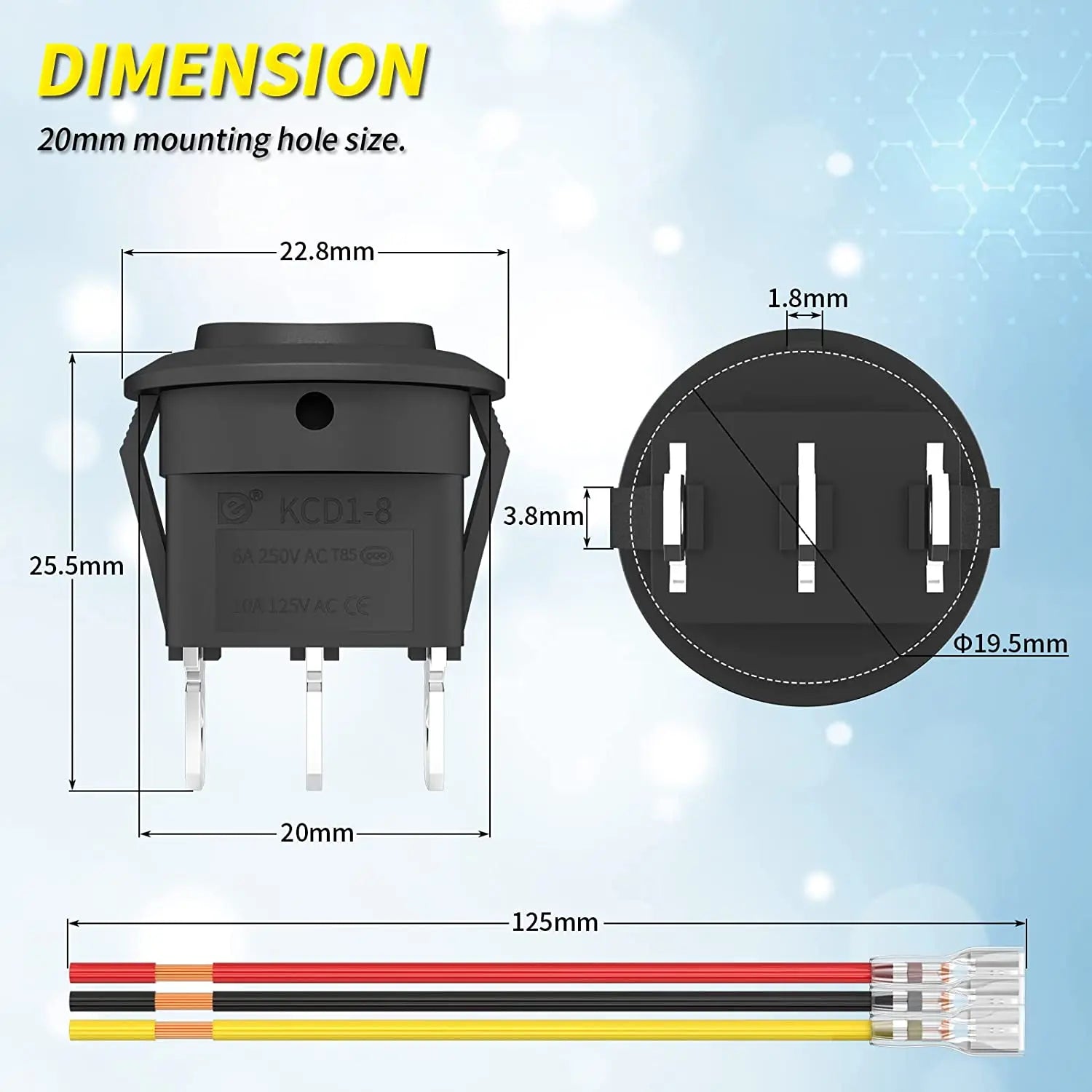 DaierTek Tri-State Rocker Switches (5-Pack, 12V, 3-Position) Bobber Bargain