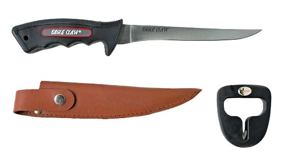 Eagle Claw Fillet Knife (Soft Handle, with Sheath & Sharpener) Bobber Bargain