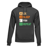 Sudadera unisex con capucha "Comer, dormir, pescar, repetir"