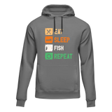 Sudadera unisex con capucha "Comer, dormir, pescar, repetir"