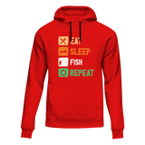 Sudadera unisex con capucha "Comer, dormir, pescar, repetir"
