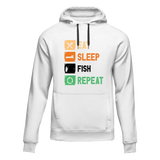 Sudadera unisex con capucha "Comer, dormir, pescar, repetir"