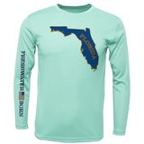 Orange and Blue Freshwater Born Men's Long Sleeve UPF 50+ Dry-Fit Shirt