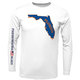 Orange and Blue Freshwater Born Men's Long Sleeve UPF 50+ Dry-Fit Shirt