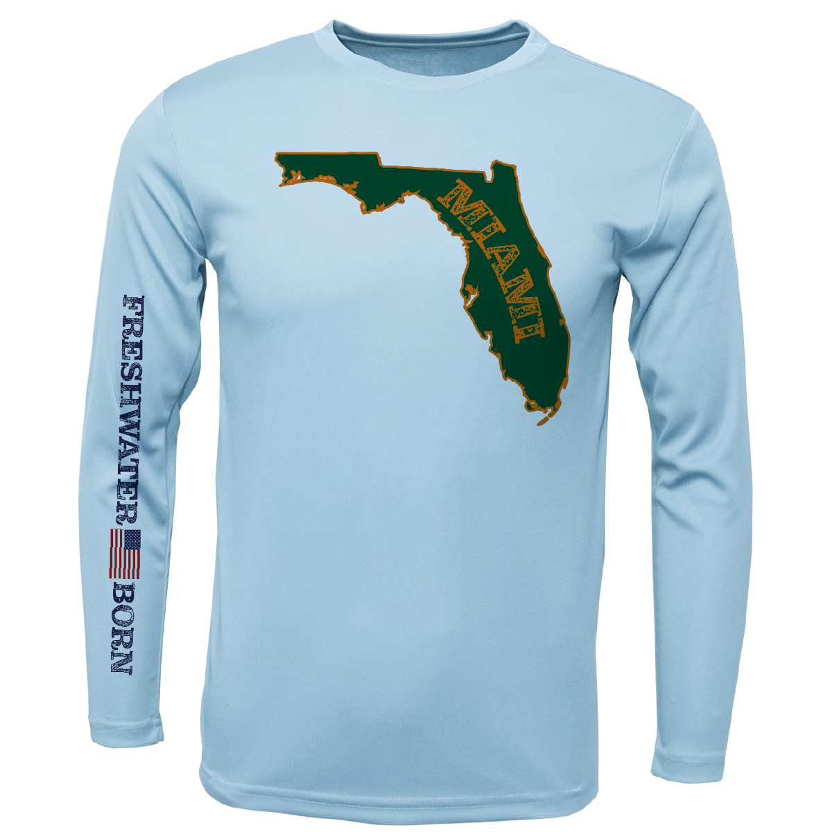 Miami Orange and Green Freshwater Born Boy's Long Sleeve UPF 50+ Dry-Fit Shirt