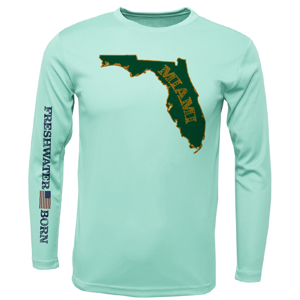 Miami Orange and Green Freshwater Born Boy's Long Sleeve UPF 50+ Dry-Fit Shirt