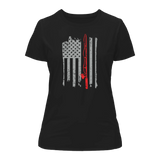 Fishing Rod American Flag T-Shirt for Women