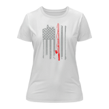 Fishing Rod American Flag T-Shirt for Women