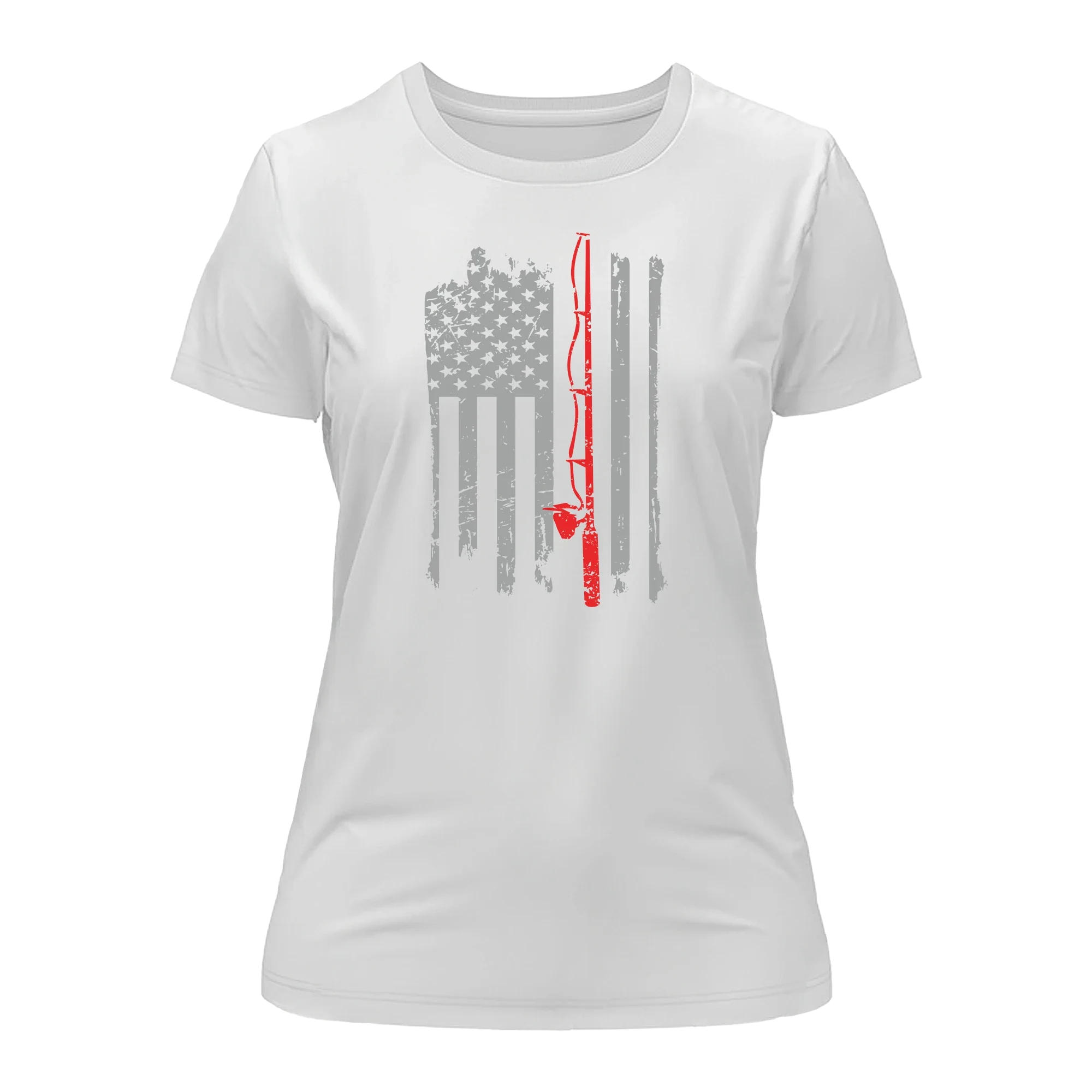 Fishing Rod American Flag T-Shirt for Women