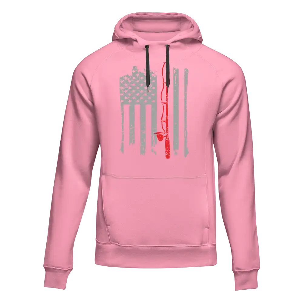 Fishing Rod American Flag Unisex Hoodie