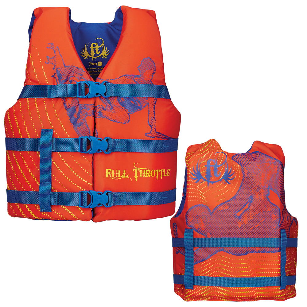 Full Throttle Character Life Vest - Youth 50-90lbs - Orange Bobber Bargain