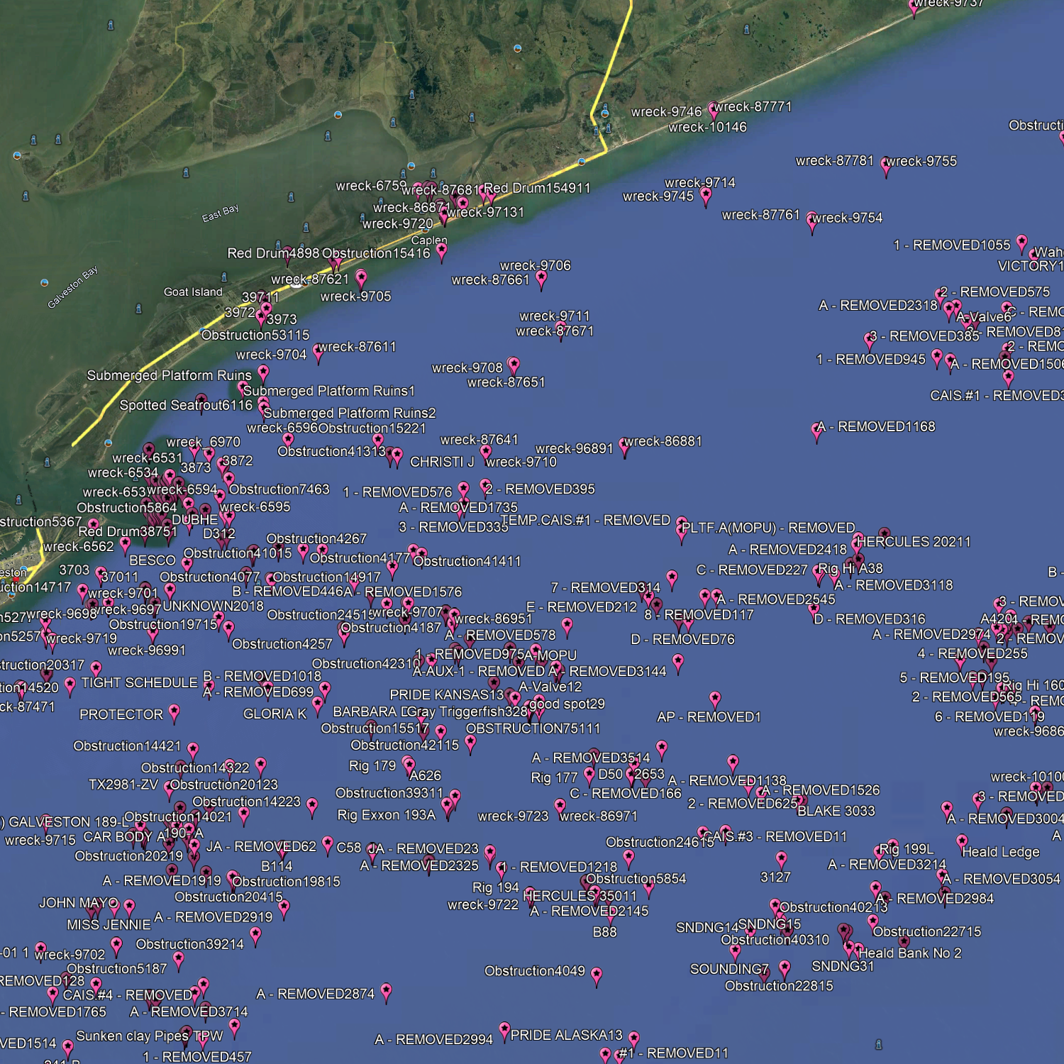 Lugares de Pesca en Galveston - Coordenadas Cerca de la Costa