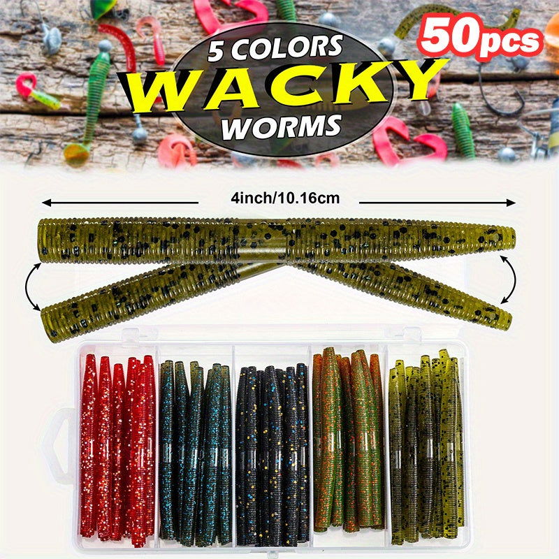 Goture 50pcs Versatile Senko Worm Fishing Lure Kit Bobber Bargain