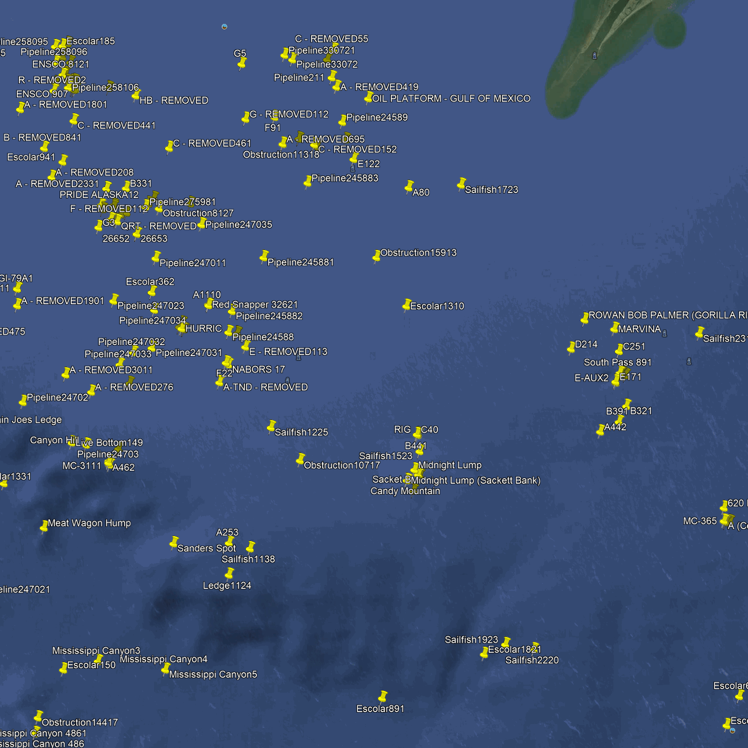 Grand Isle Fishing Spots - Offshore Numbers