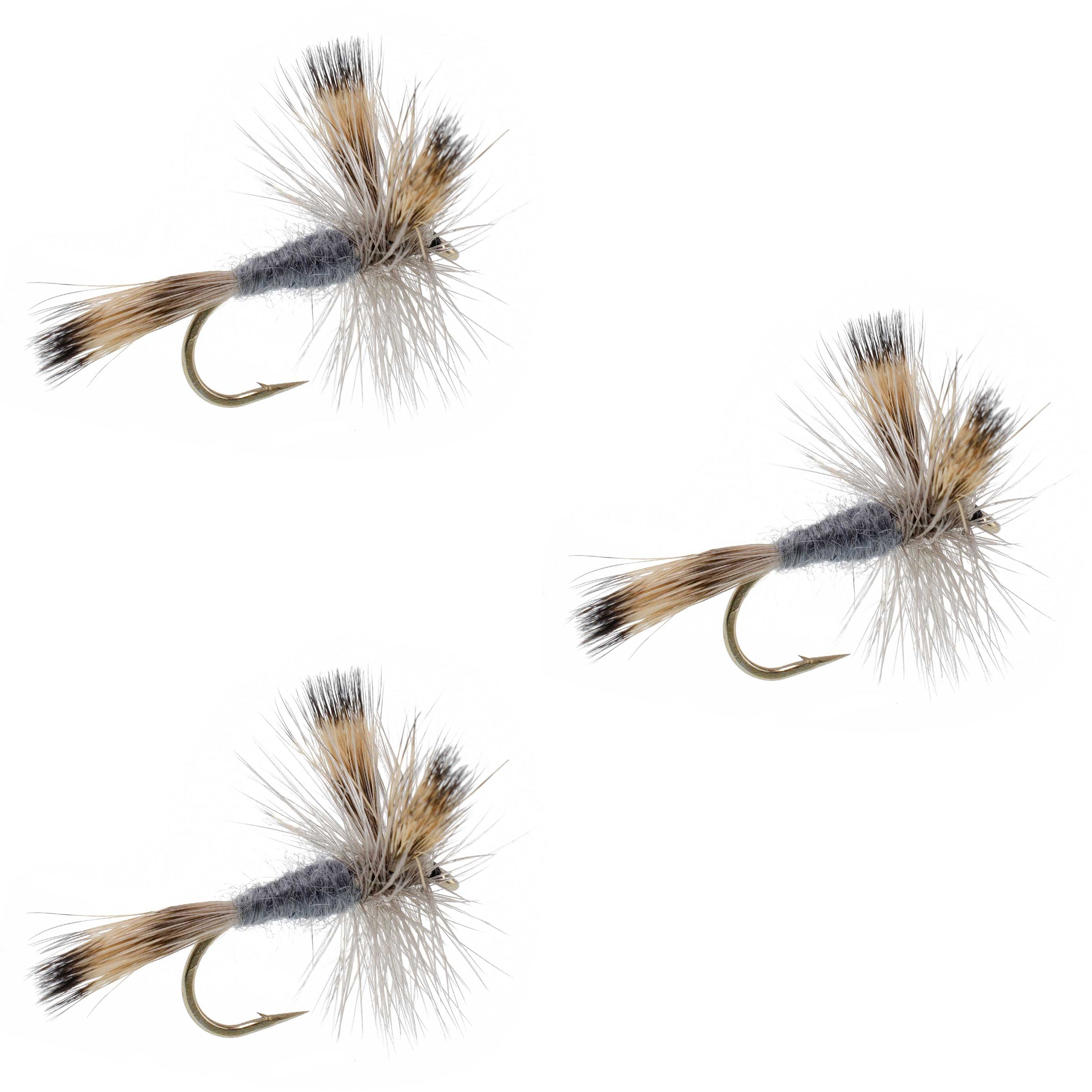 3 Pack Gray Wulff Classic Trout Dry Flies Hook Size 12
