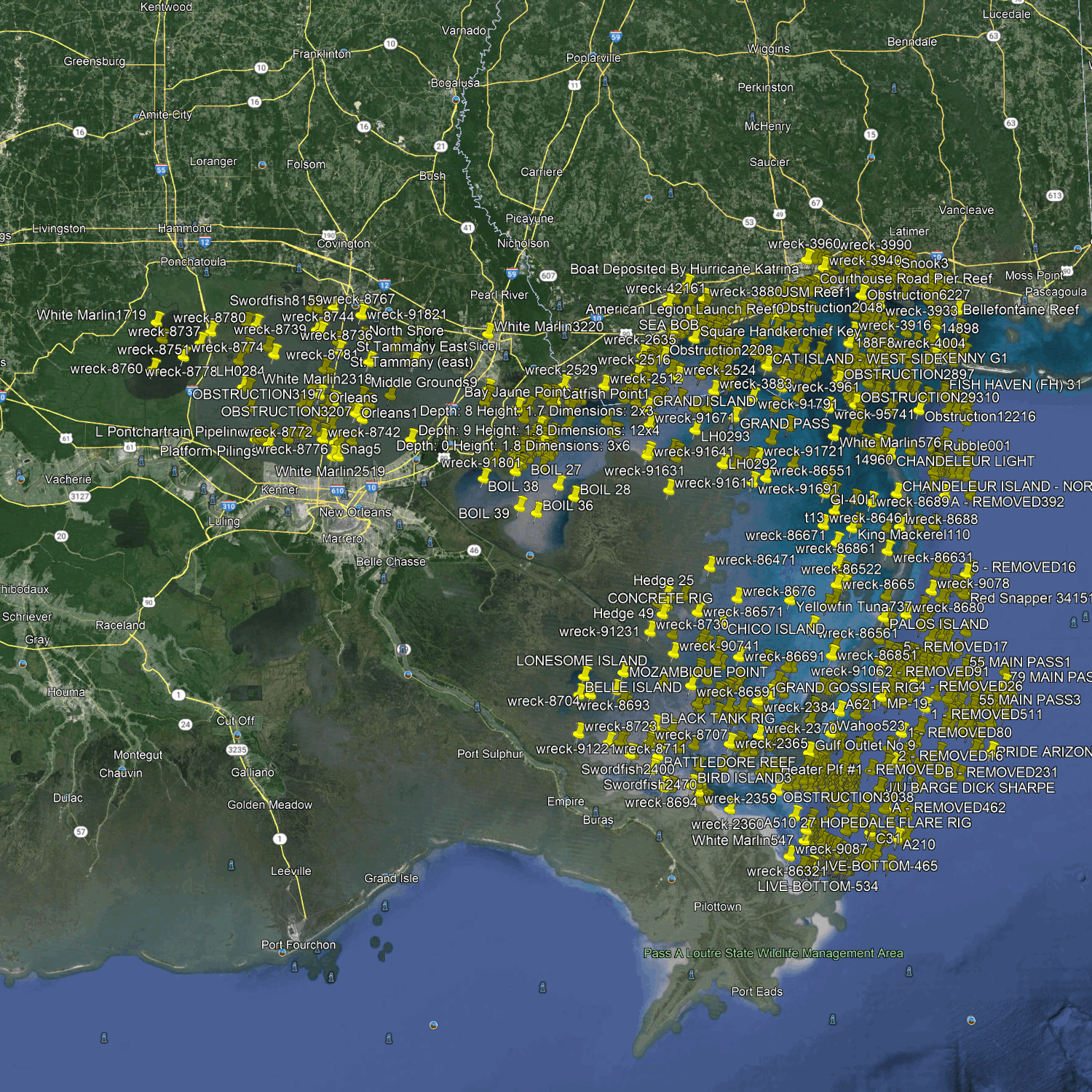 New Orleans Fishing Spots- Coastal Numbers
