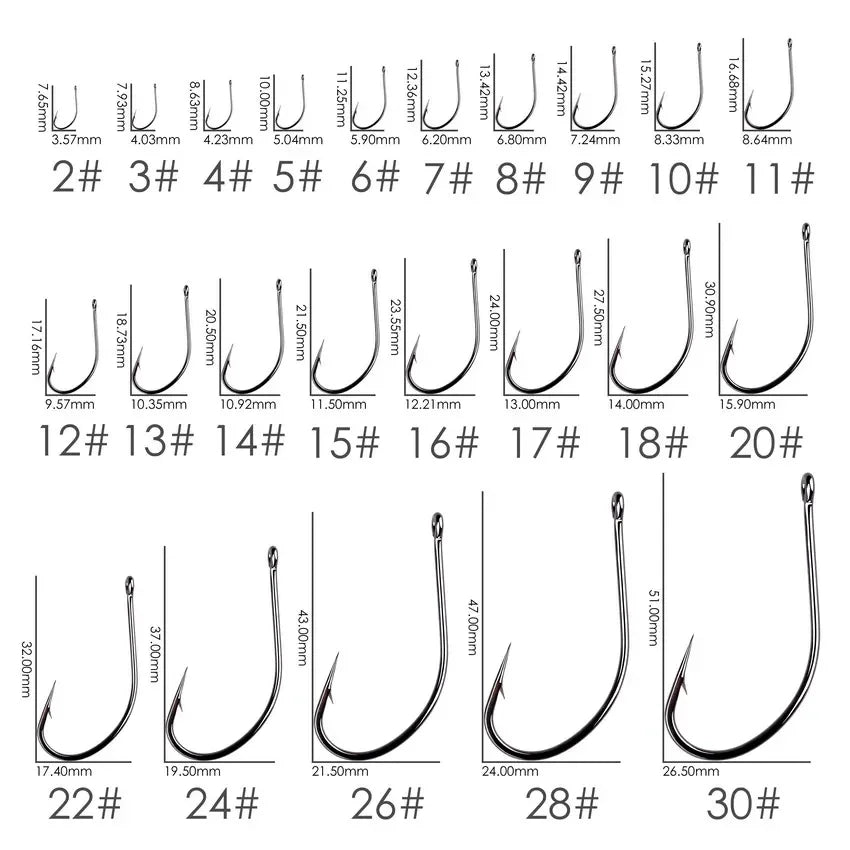 High Carbon Stainless Steel Fishing Hooks (50/10pcs) Bobber Bargain