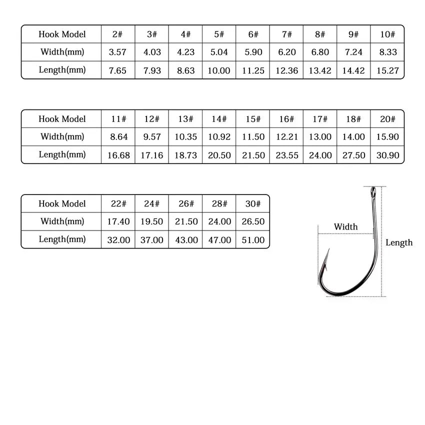 High Carbon Stainless Steel Fishing Hooks (50/10pcs) Bobber Bargain