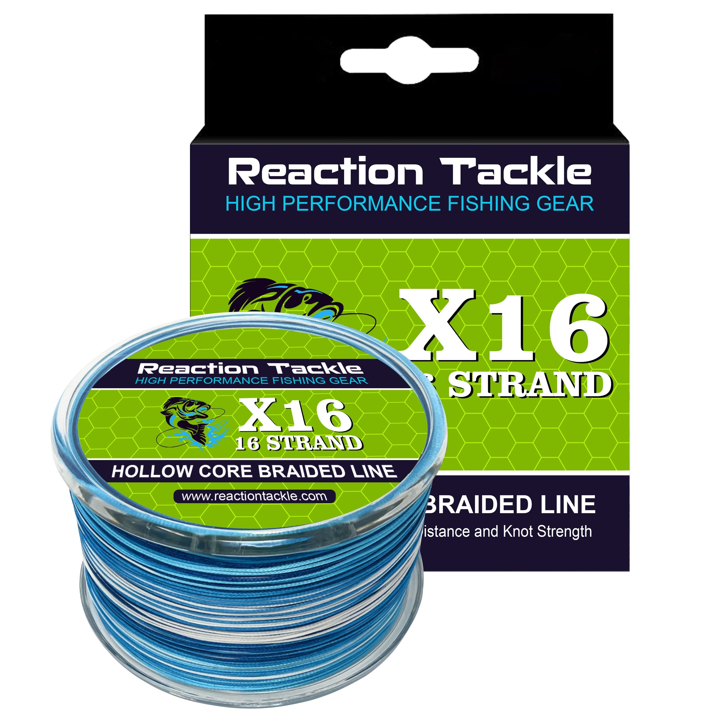 Línea de pesca trenzada de 16 hebras con núcleo hueco de Reaction Tackle