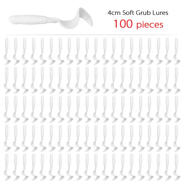 ILURE 100Pcs/lot Fishing Lures 40mm0.4g Wobblers Carp Fishing Soft Bait Swimbait Curly Worms Silicone Artificial Soft Bait Pease Bobber Bargain