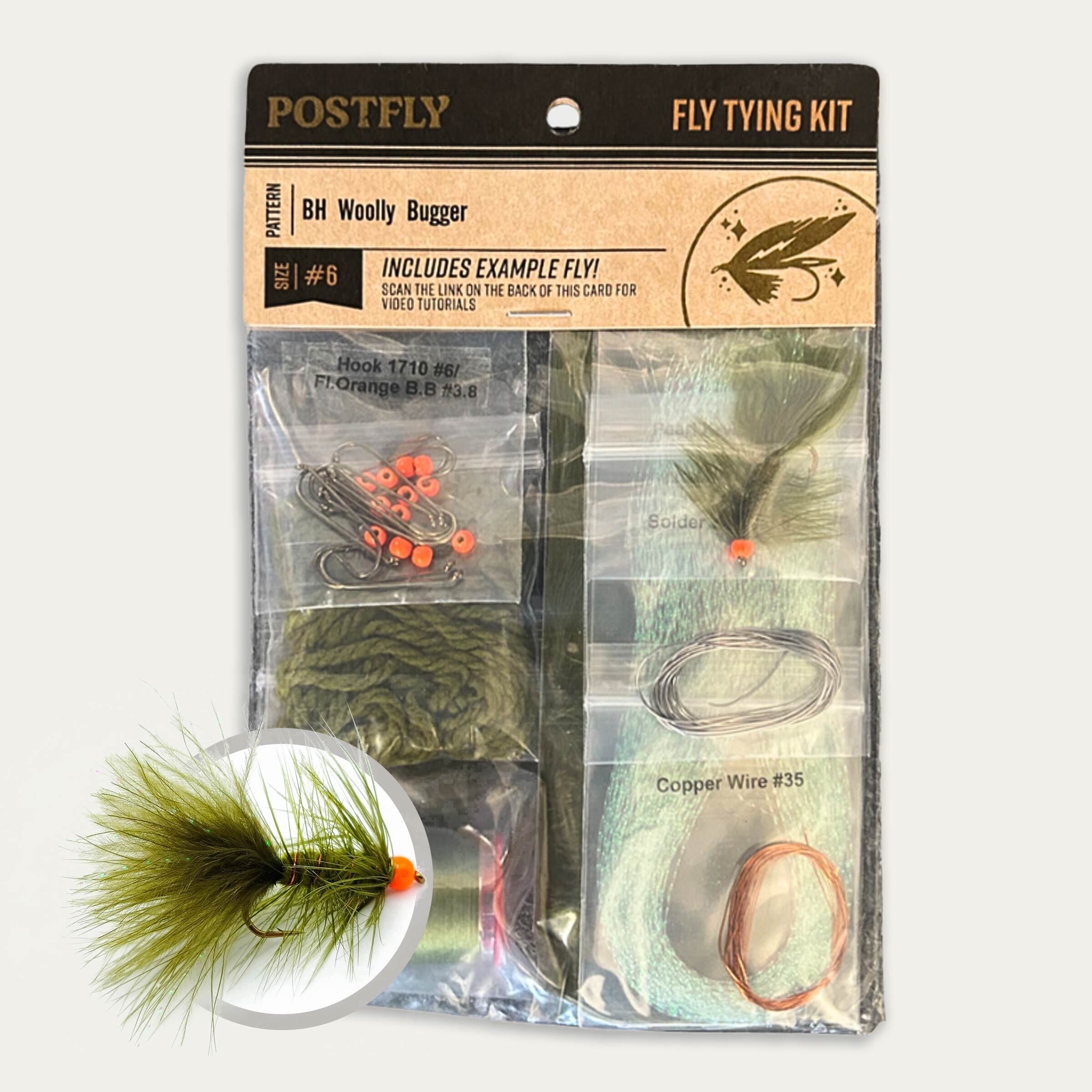 Kit de atado de moscas | Woolly Bugger con cabeza de bead #8