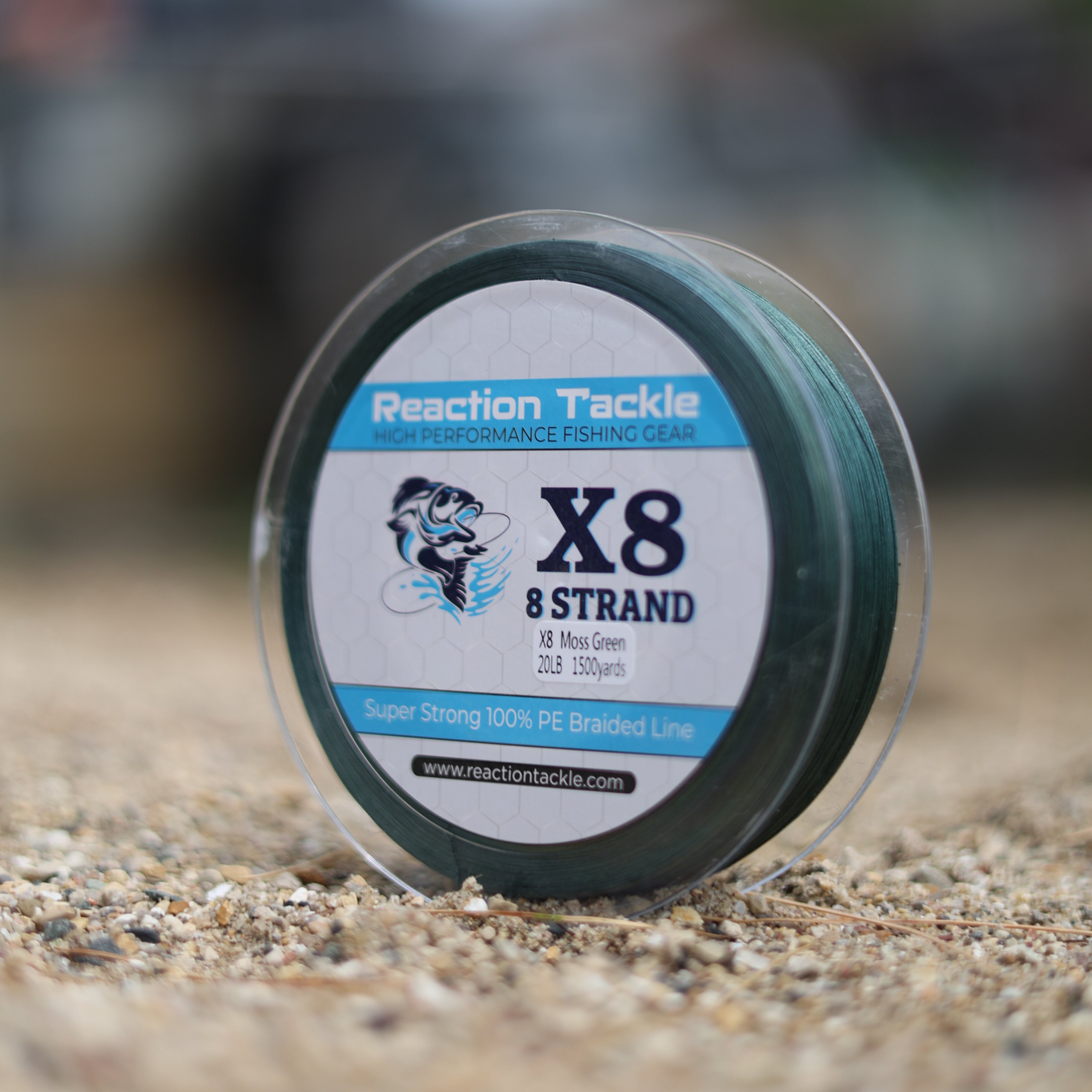 Línea de pesca trenzada Reaction Tackle X8 - Verde musgo, 8 hebras