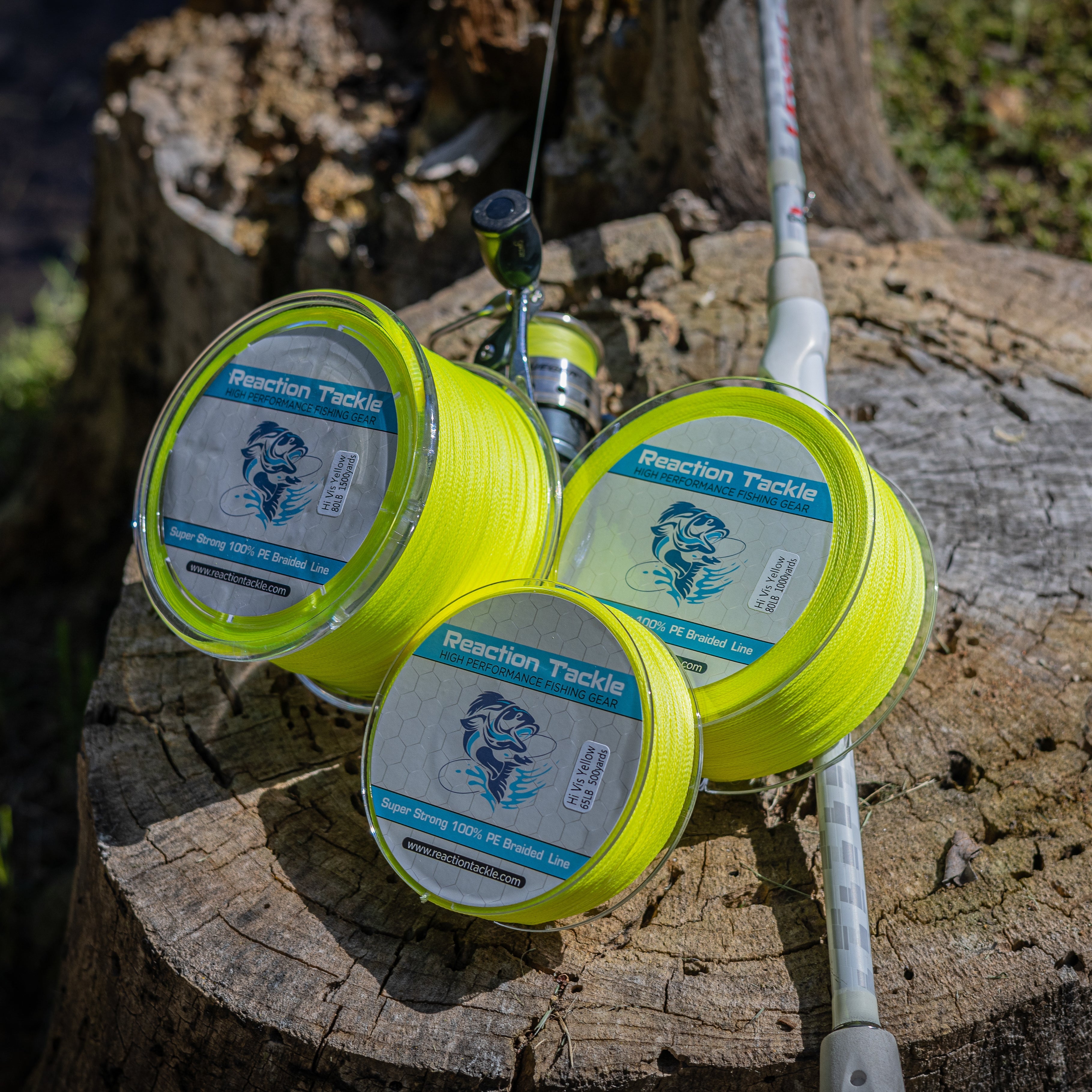 Línea de pesca trenzada Reaction Tackle - Amarillo de alta visibilidad