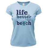 Pensacola, FL "Life Is Better At The Beach" Turtle Women's Short Sleeve UPF 50+ Dry-Fit Shirt