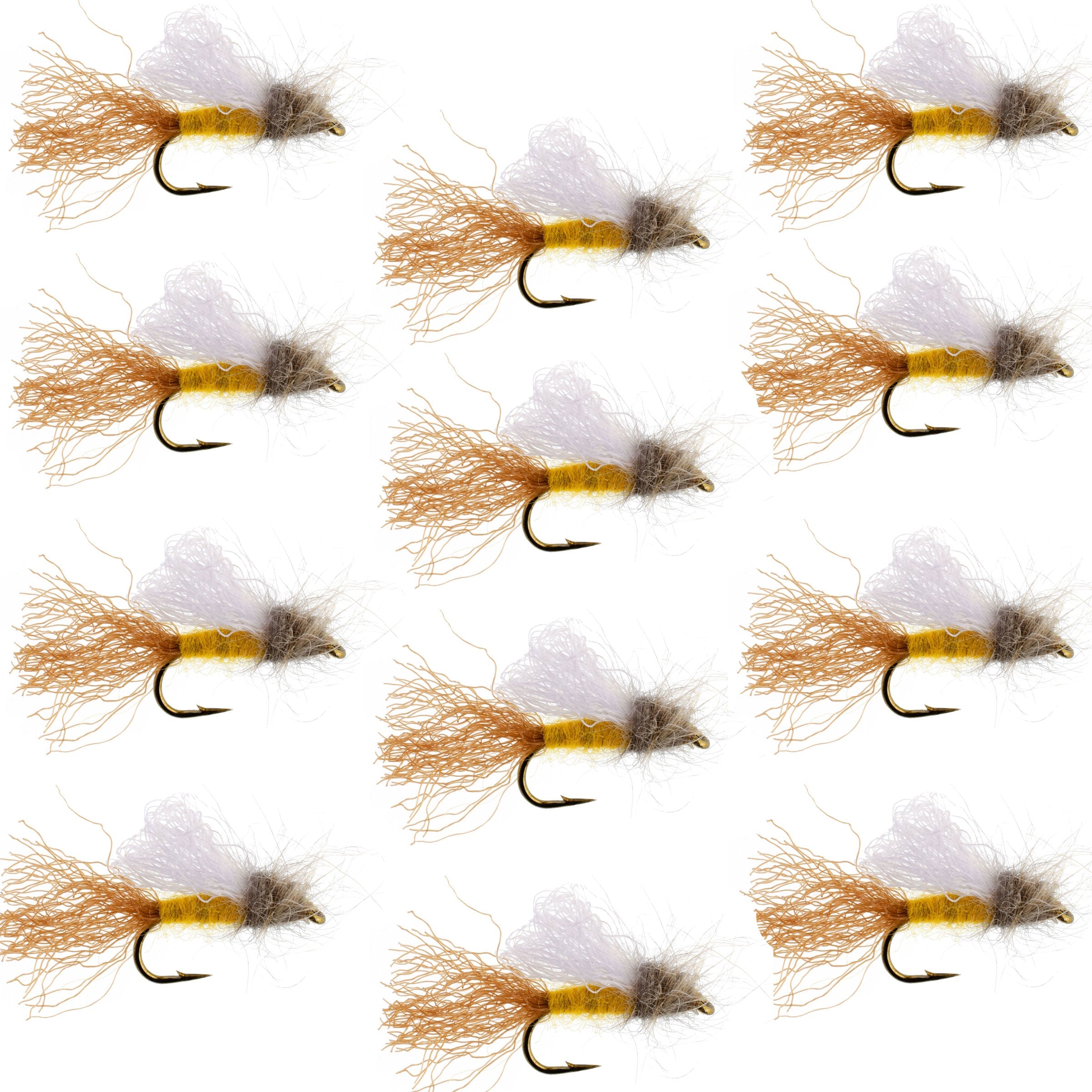 Mosca Seca de Trucha de Emergente de Caddis Amber Iris - 12 Moscas, Anzuelo Tamaño 14