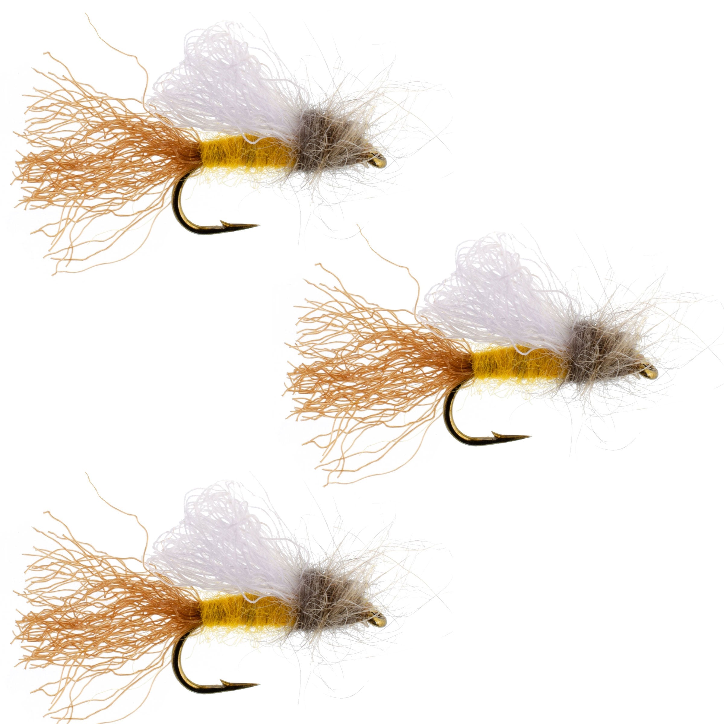 3 Paquetes de Emerger de Caddis Amber Iris - Mosca Seca para Truchas - Tamaño de Anzuelo 14