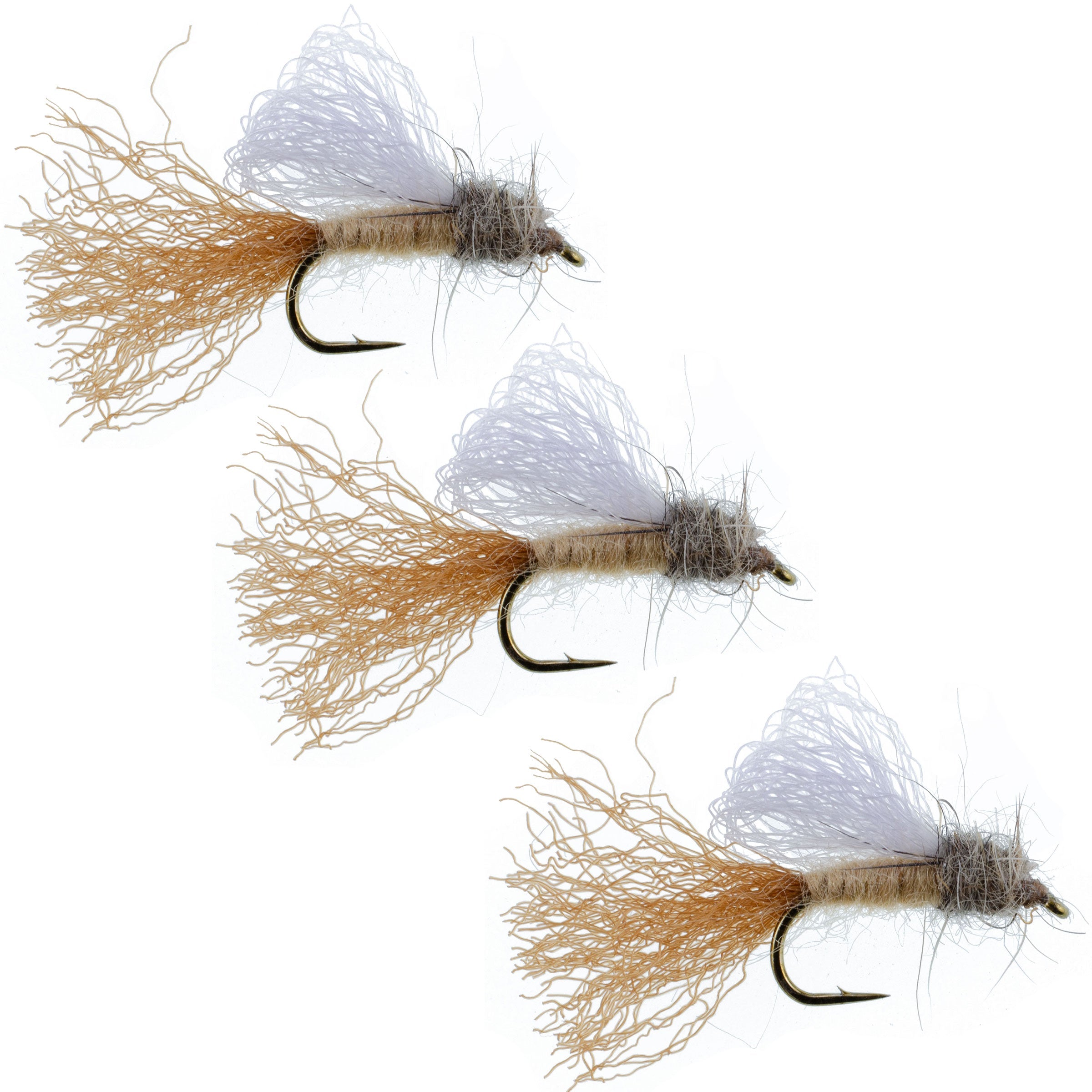 Paquete de 3 Iris Caddis Emerger Caddis Seca Color Canela para Pesca de Trucha - Tamaño de Anzuelo 16
