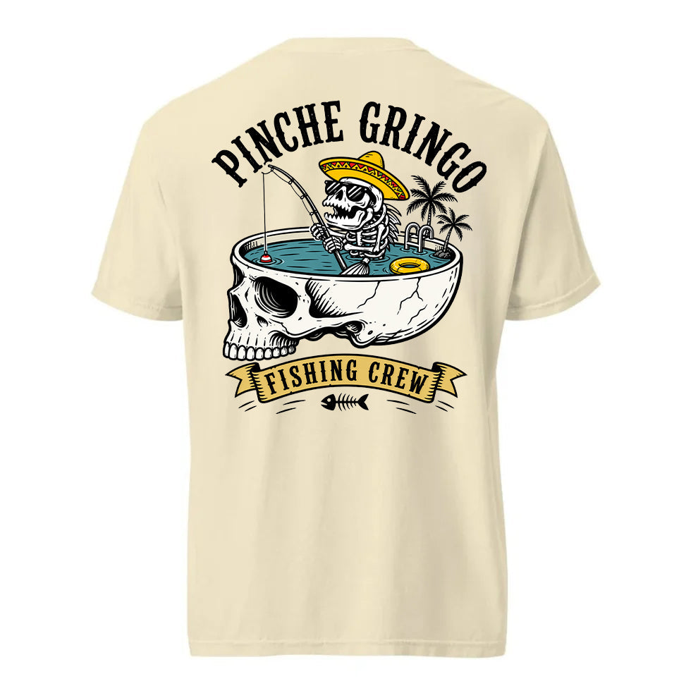 Pinche Gringo Fishing Crew Skull Pool Shirt