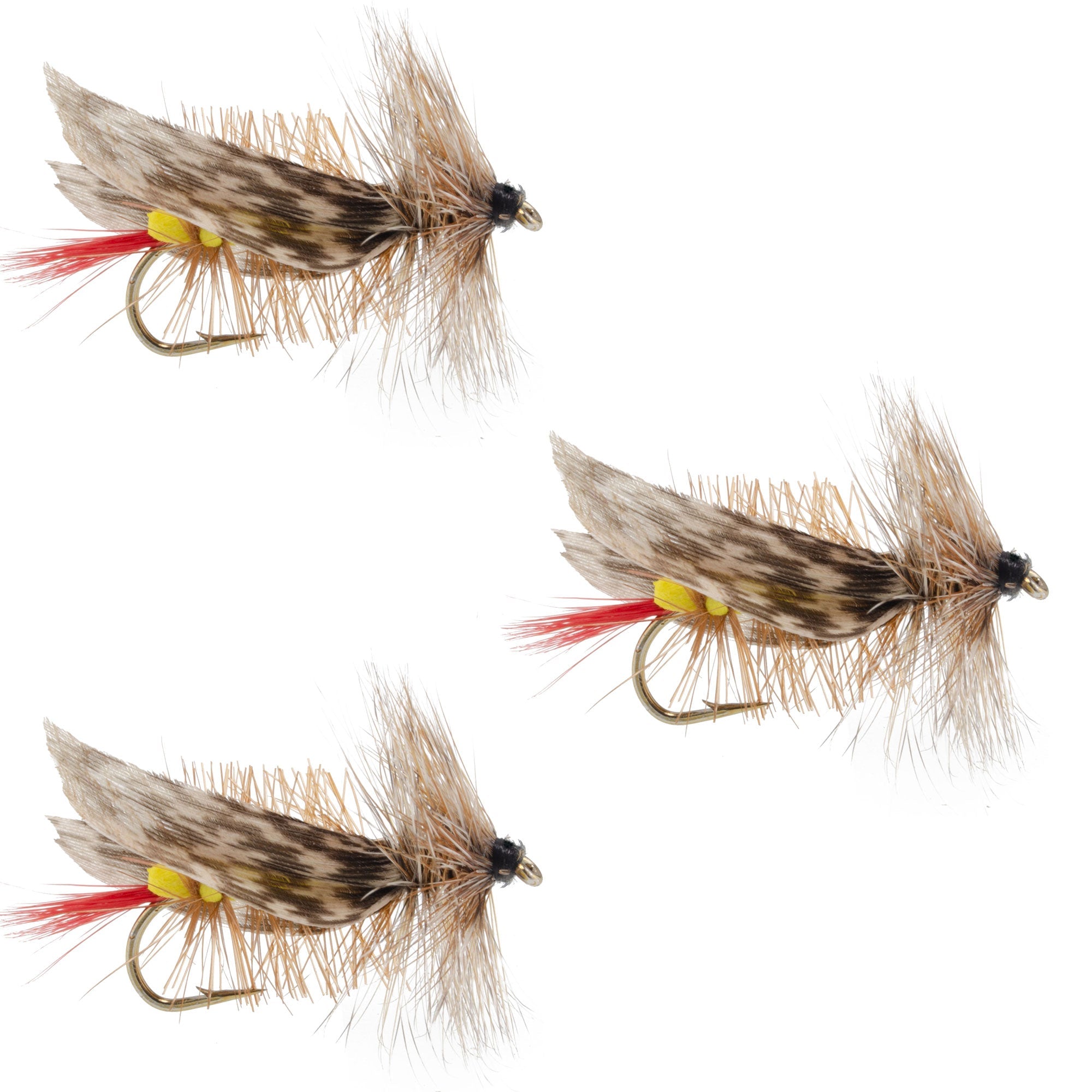 Paquete de 3 moscas Joe's Hopper Yellow Foam Body Grasshopper - 6 moscas anzuelo talla 10