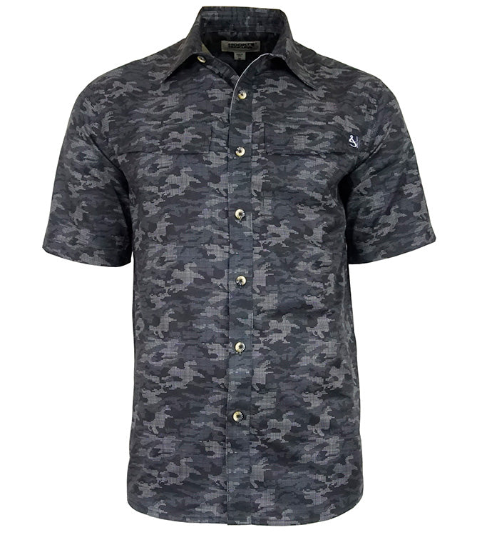 Camisa de pesca con ventilación UV y estampado de camuflaje de puntos para hombre