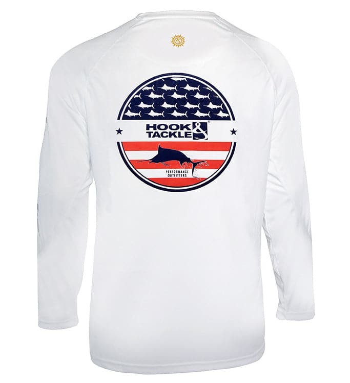 Camiseta de pesca juvenil UV con aletas y rayas (8-20)