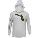 Miami Orange and Green Long Sleeve UPF 50+ Dry-Fit Hoodie