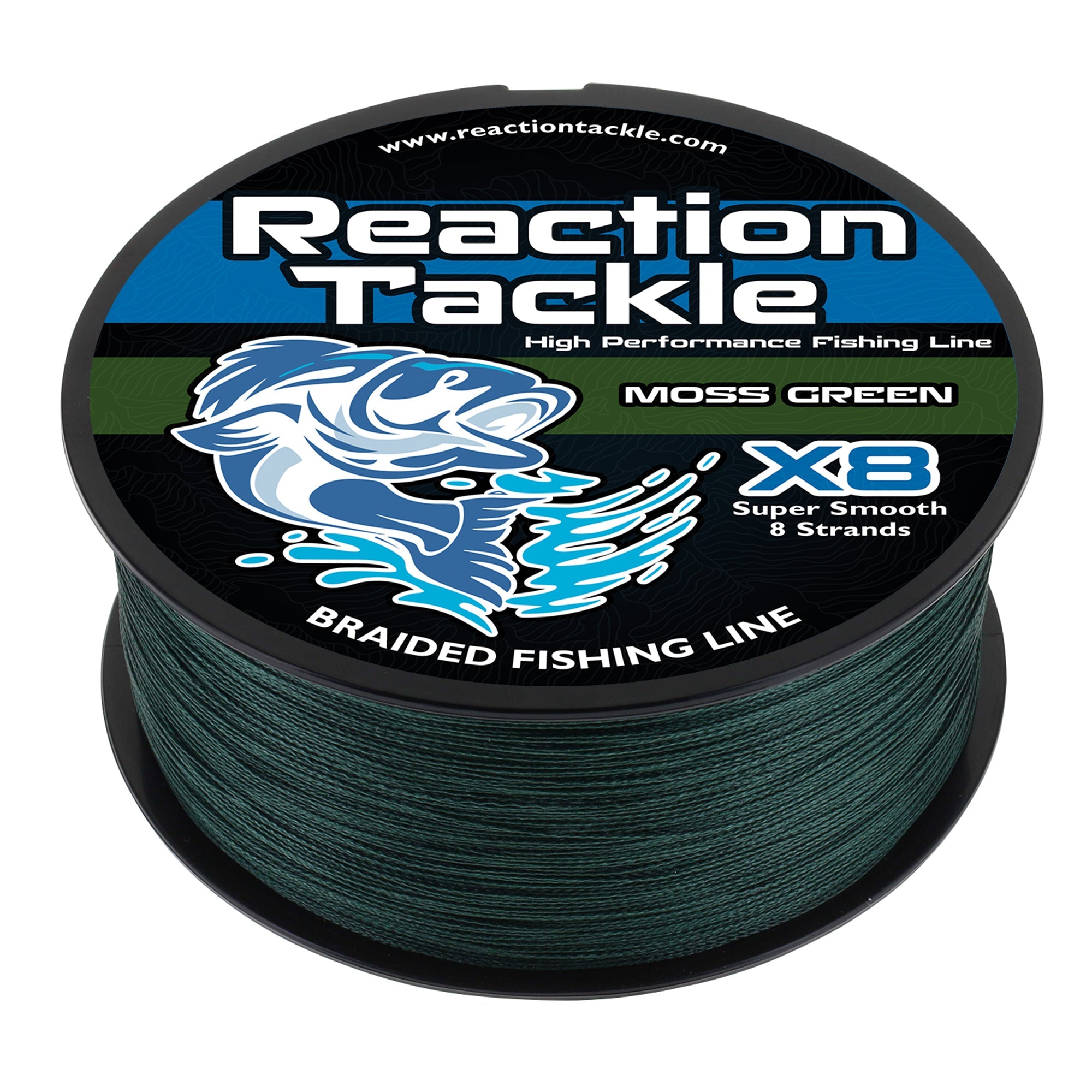 Línea de pesca trenzada Reaction Tackle X8 - Verde musgo, 8 hebras