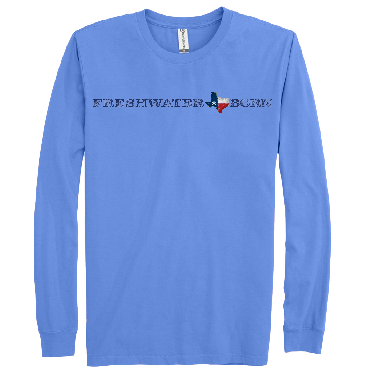 Texas Freshwater Born Linear Logo Men's Cotton Long Sleeve Shirt