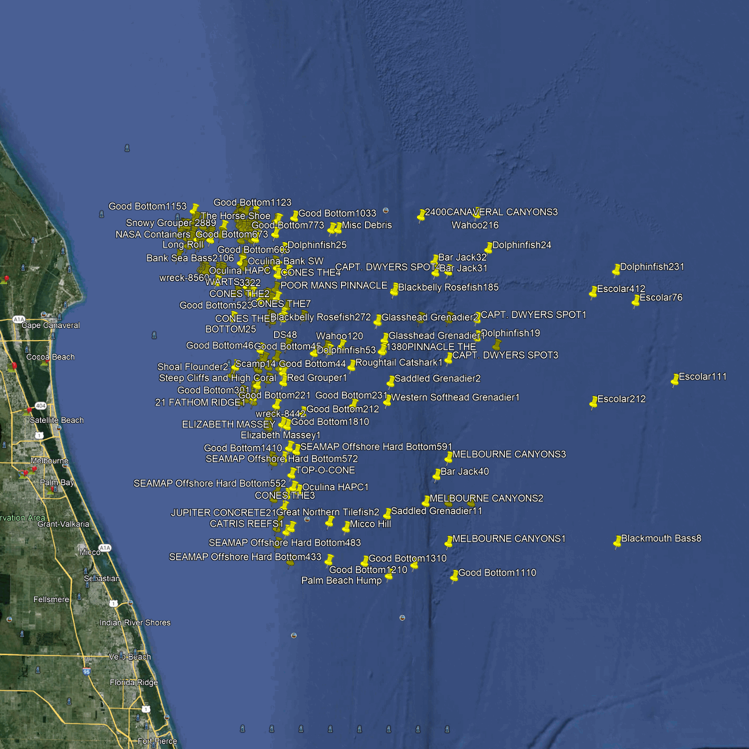 Melbourne Fishing Spots - Offshore Numbers