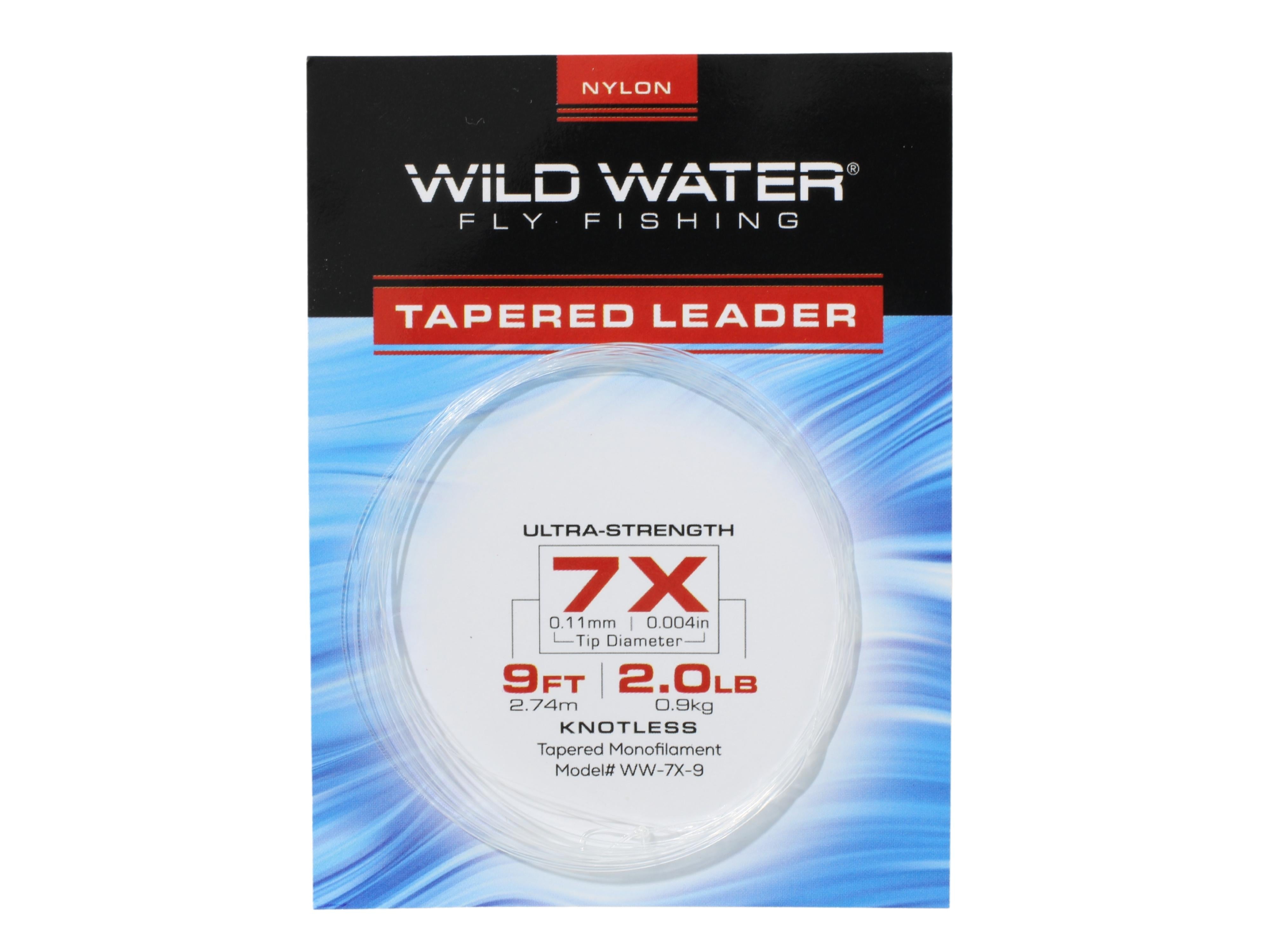 Bobina de monofilamento de nailon cónico 7X, 9' | Paquete de 6 | Pesca con mosca Wild Water