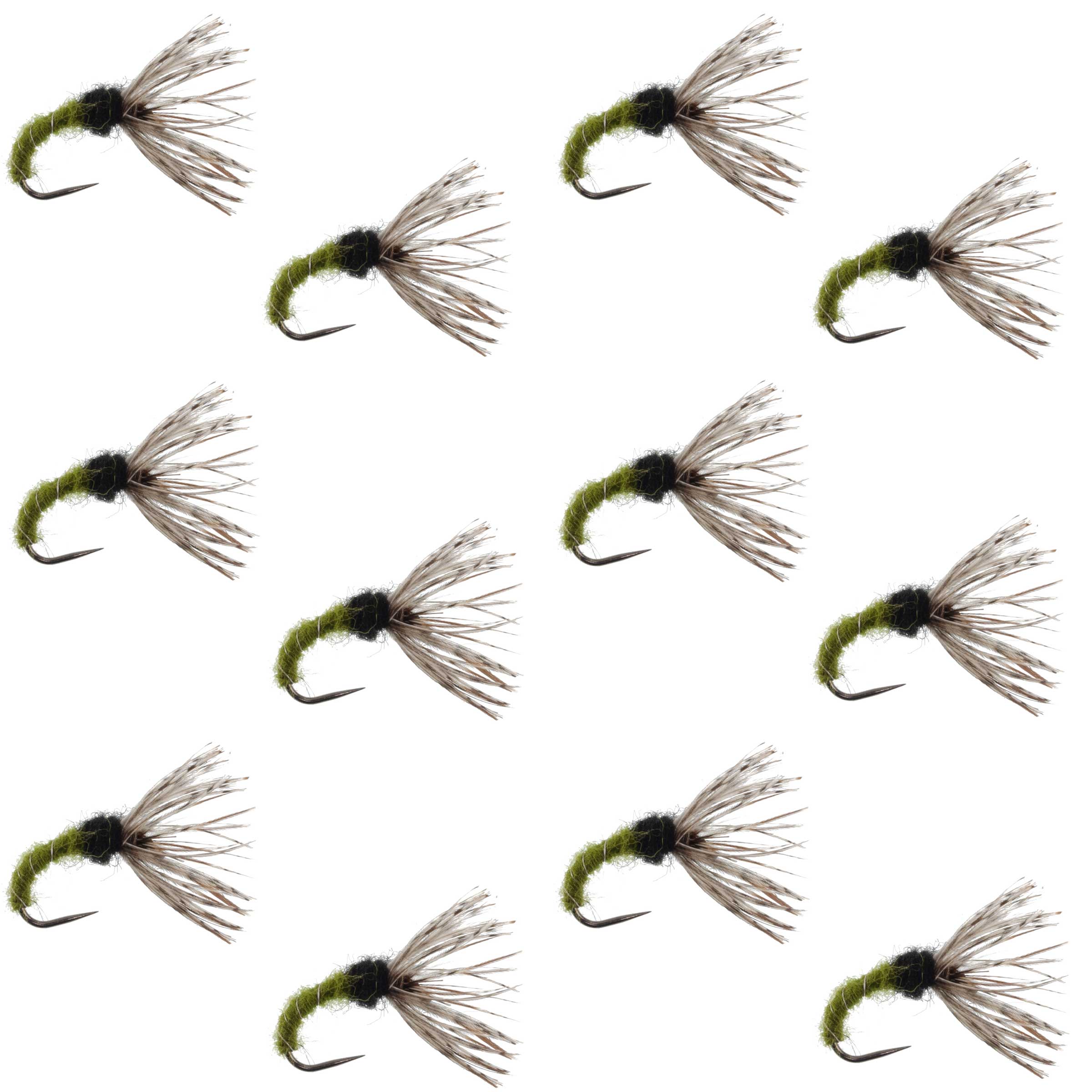 Olive Zebra Sakasa Kebari - 12 mouches Tenkara - Taille 16
