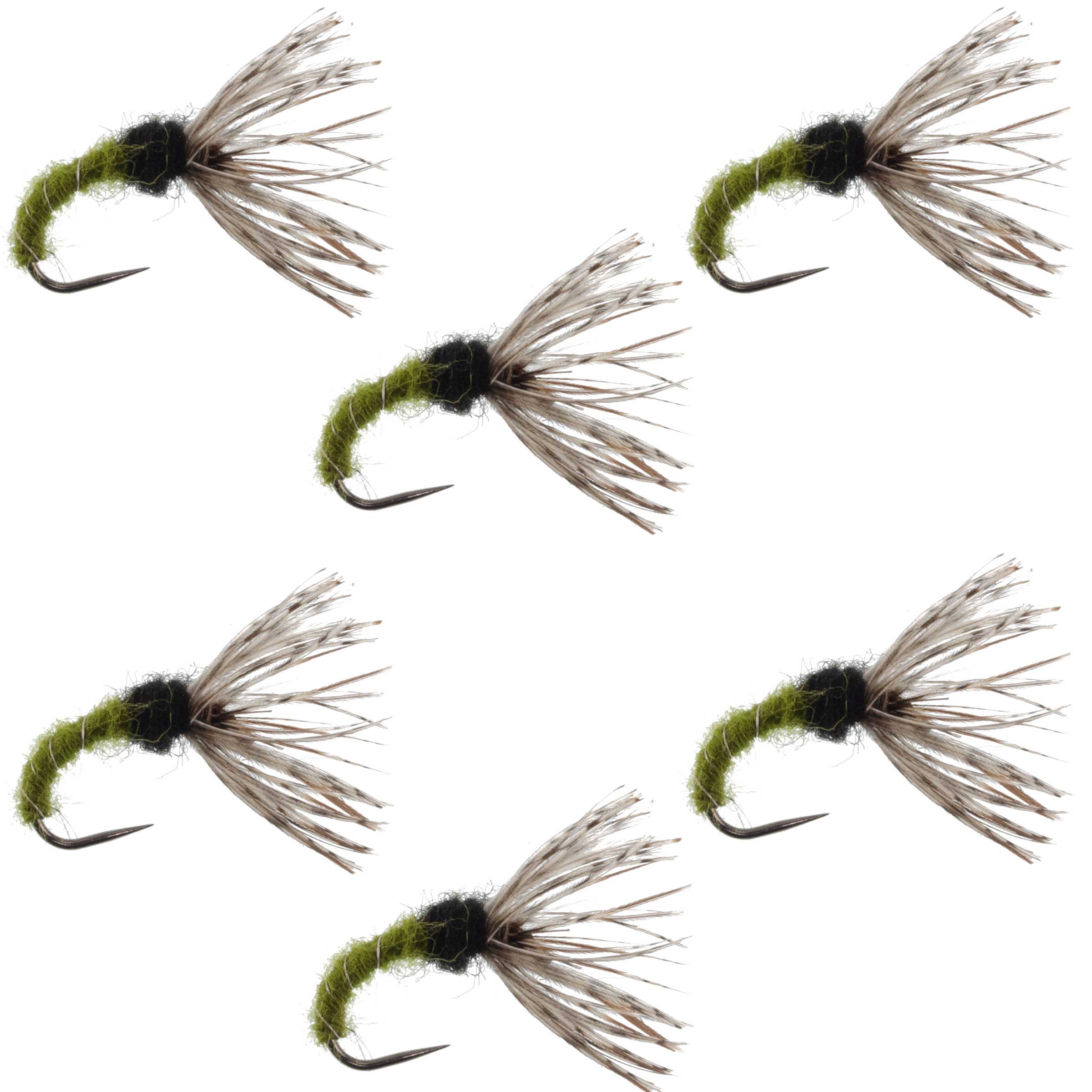 Zebra Olive Sakasa Kebari - 6 mouches Tenkara - Taille 16