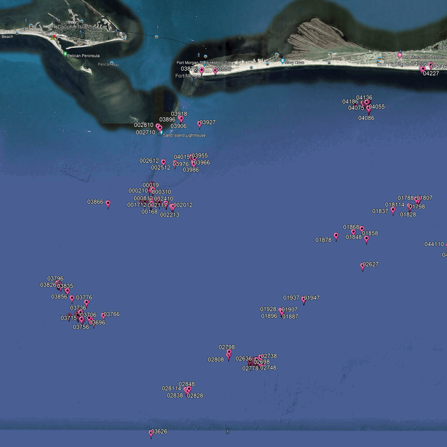 Gulf Shores Fishing Spots - Nearshore Numbers