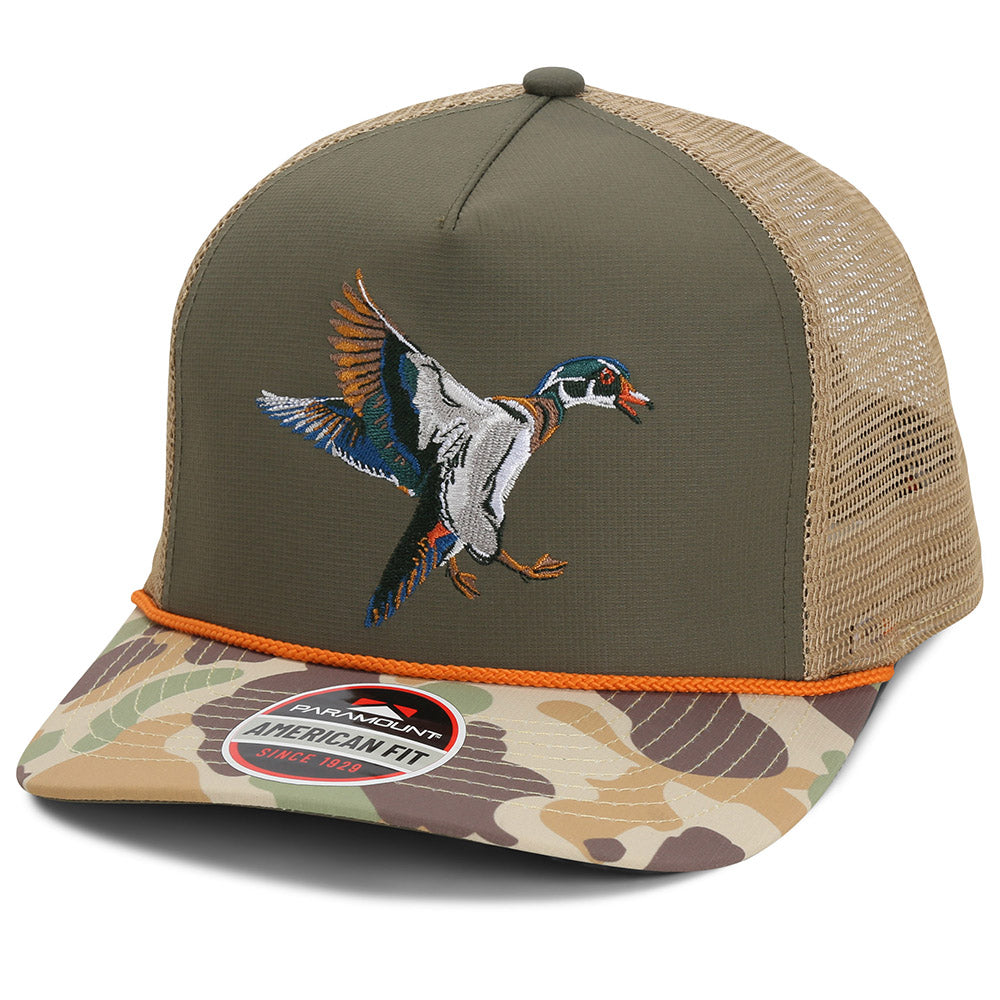 Gorra Wood Duck Hat Rope Cap de 5 paneles con parte trasera de malla Ridgeline.