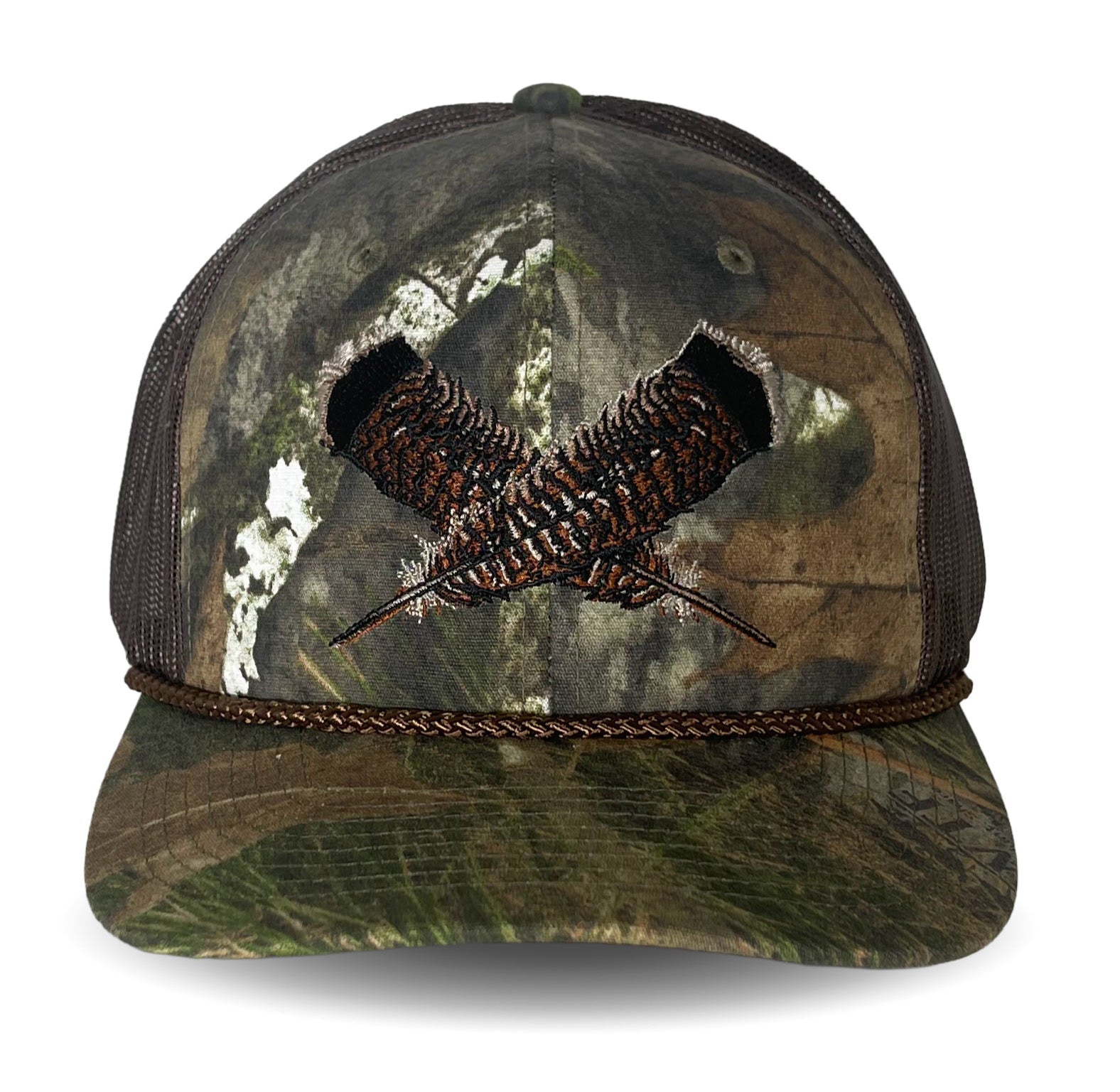Bonnet à dos en maille Mossy Oak Bottomland Turkey Feather