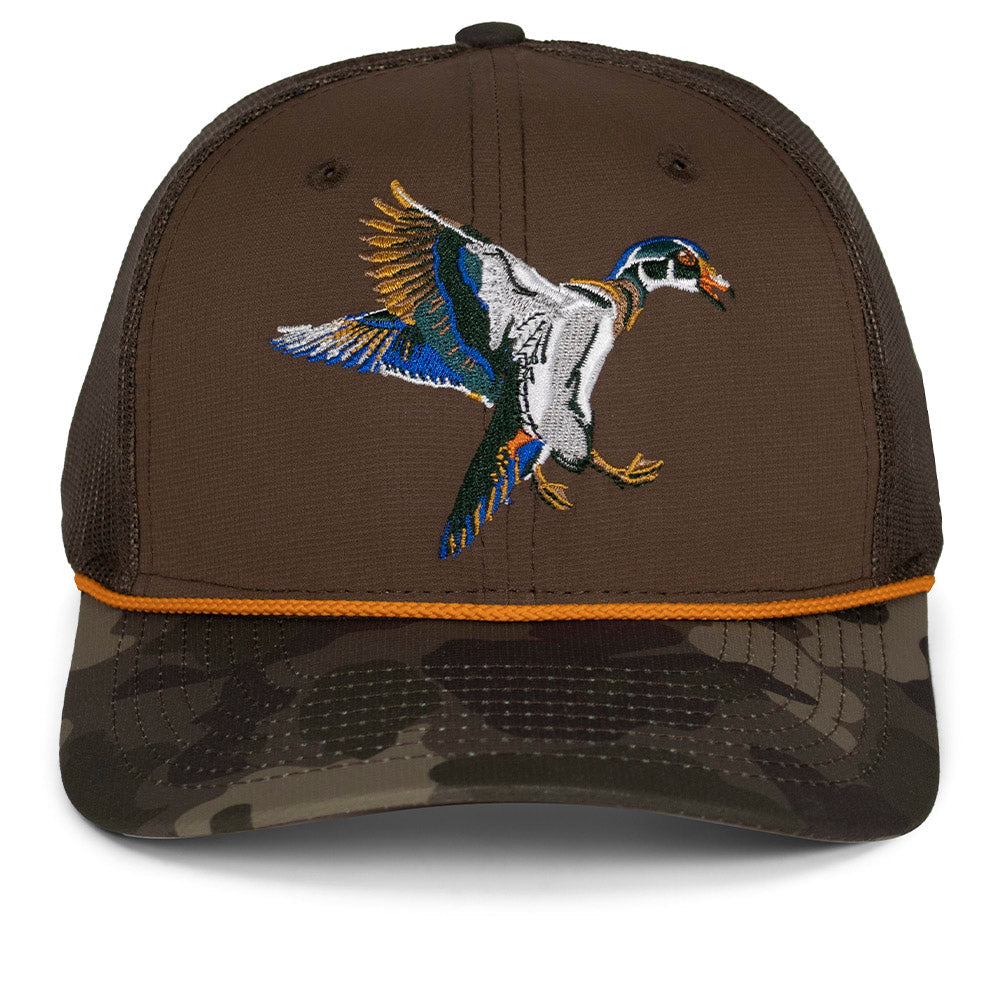 Gorra Wood Duck de 6 paneles estructurada con parte trasera de malla.