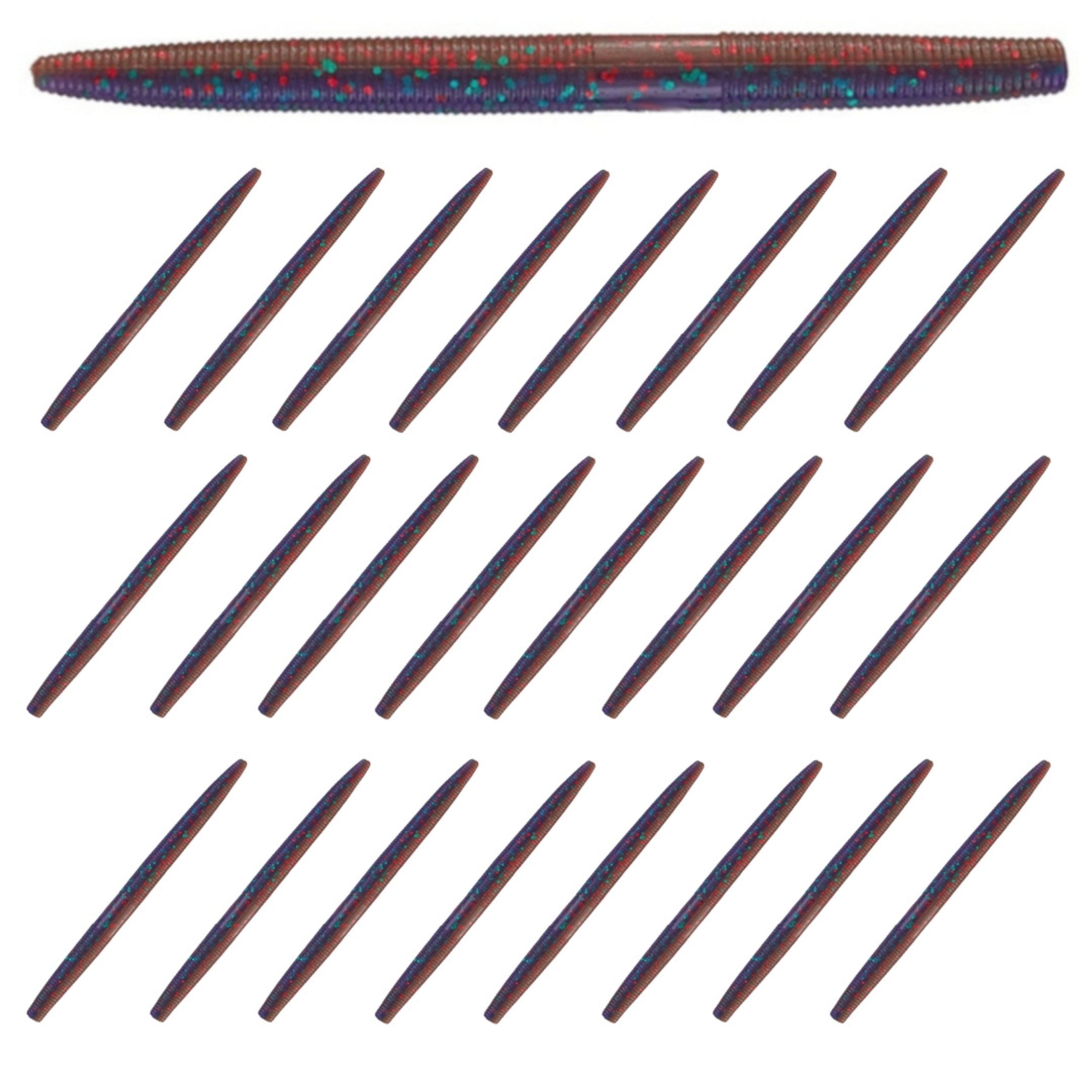 Reaction Tackle Gusanos de plástico blando Wacky Worms de 5.5 pulgadas (paquete de 24)