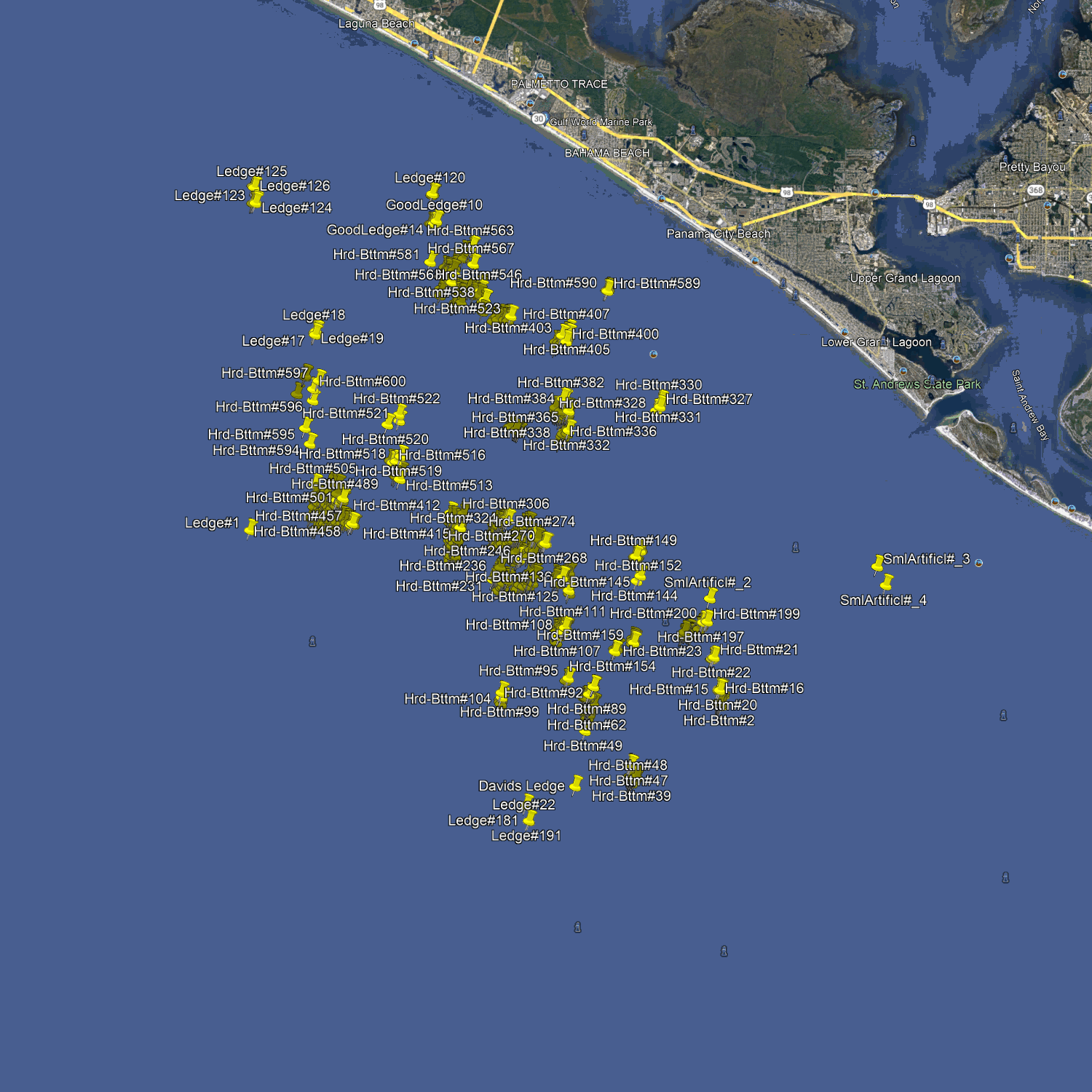 Panama City Beach Fishing Spots - Nearshore Numbers